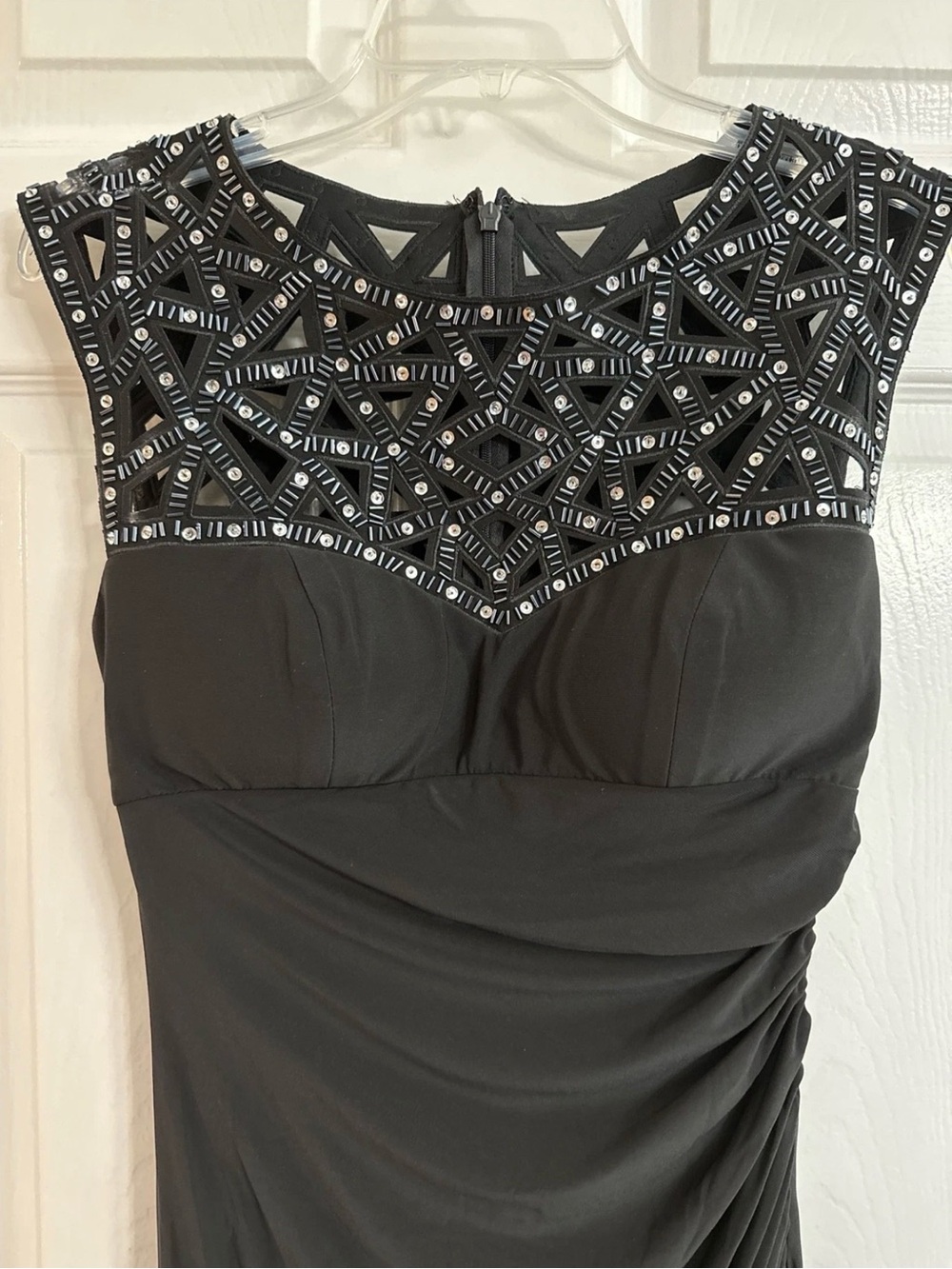 Cache Women's Size 4 Black Evening Party Dress Ruched Lined Sequin SEE NOTE